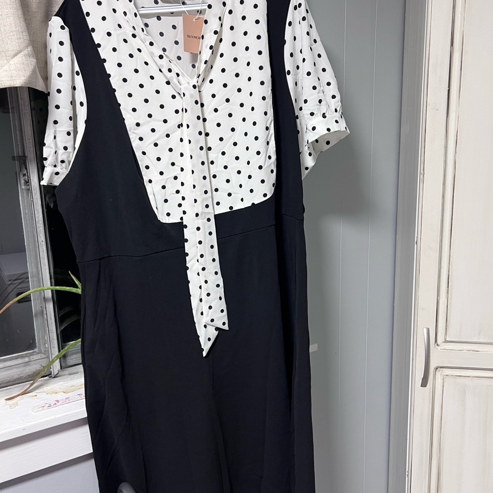 BloomChic Monochrome Polka Dot Blouse
